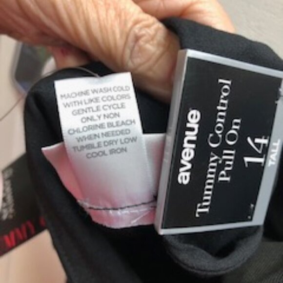 Avenue Black Pull On Dress Pants 14 Tall with Tummy Control mesh panel - Picture 7 of 7